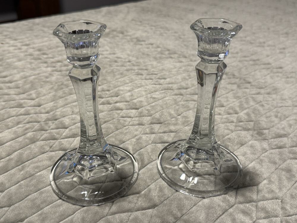 Pair Of Vintage Crystal Candlesticks 6.5in
